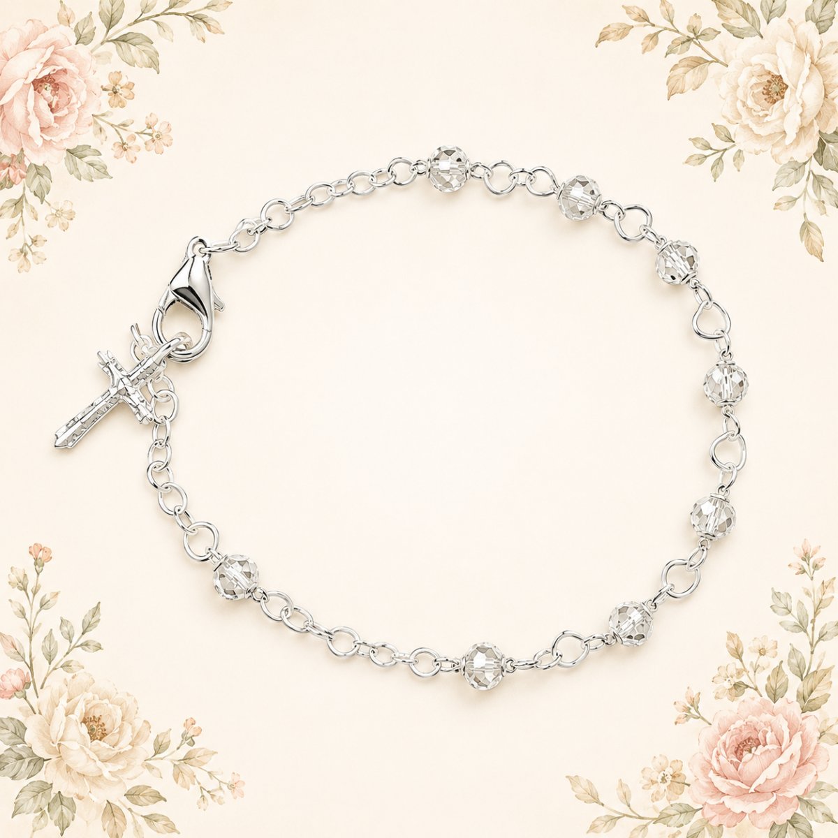 Bracciale rosario in cristallo trasparente