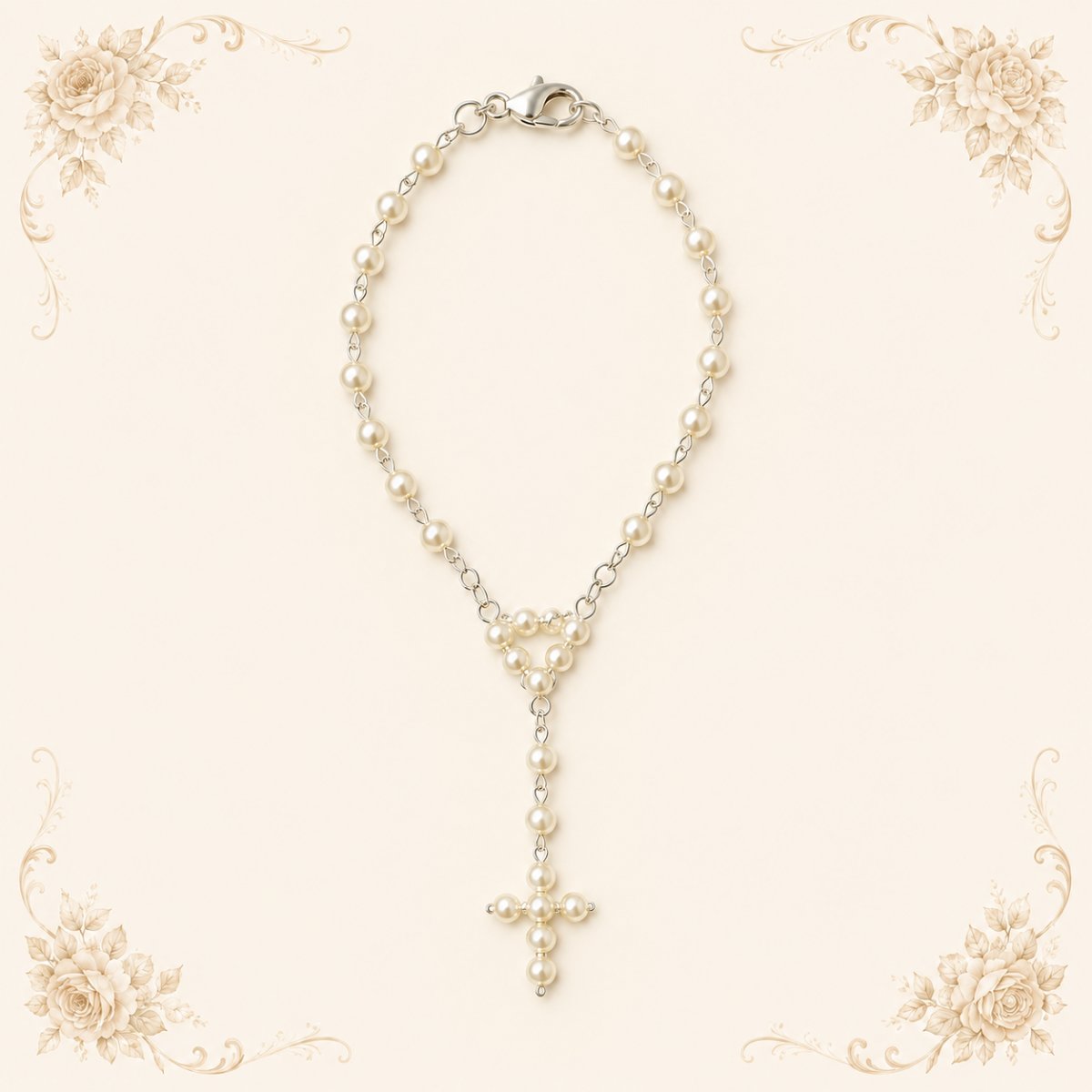 Bracciale rosario in perla bianca